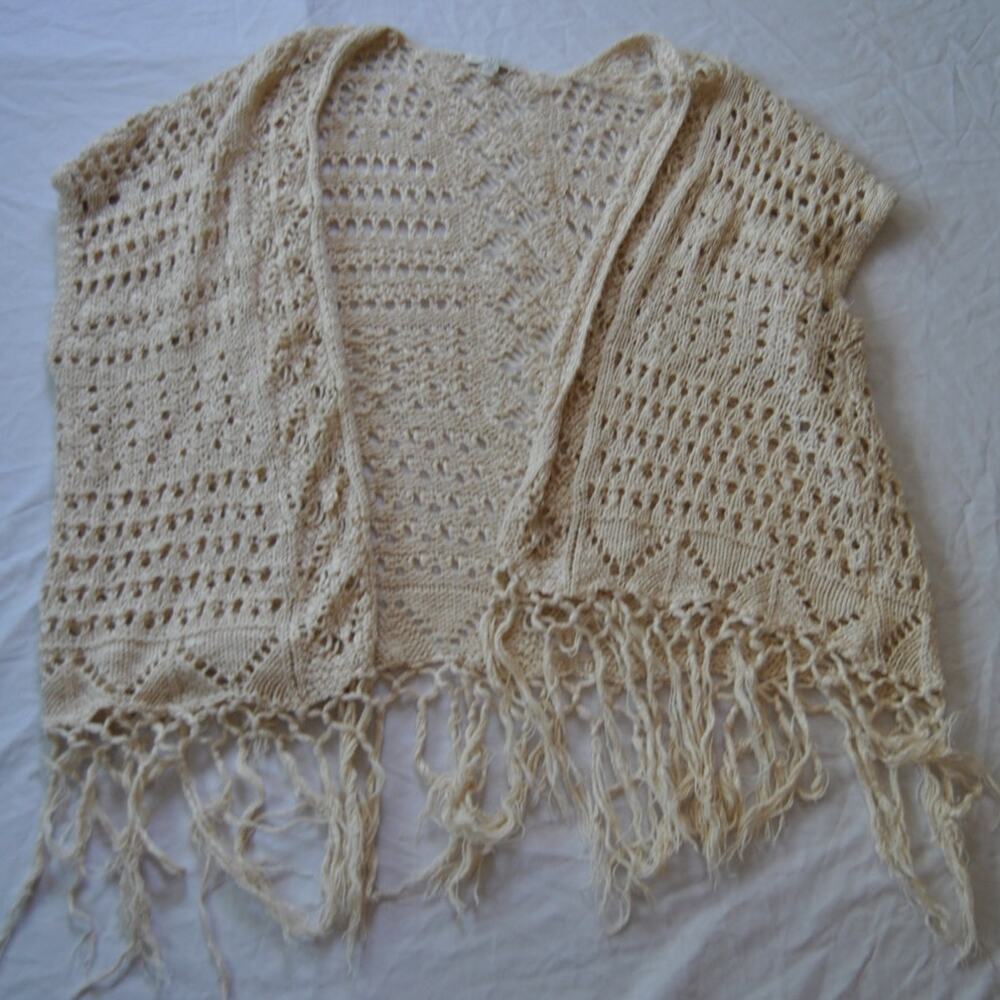 Charming Charlie Tan Knit Open Cardigan Cover up Medium